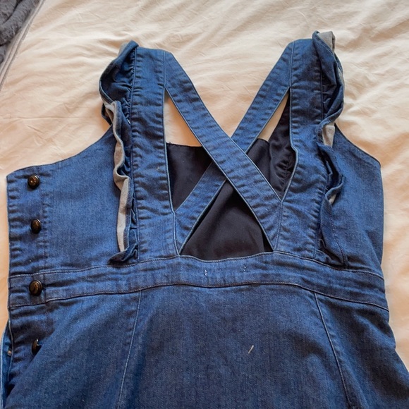 Cacharel Paris Dark Blue Denim Jumper with Cross Back Size 42 - Picture 4 of 4